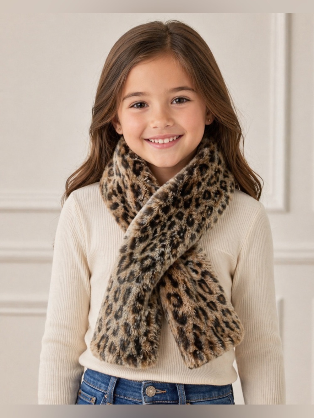 Talbots Kids Leopard Print Scarf One Size